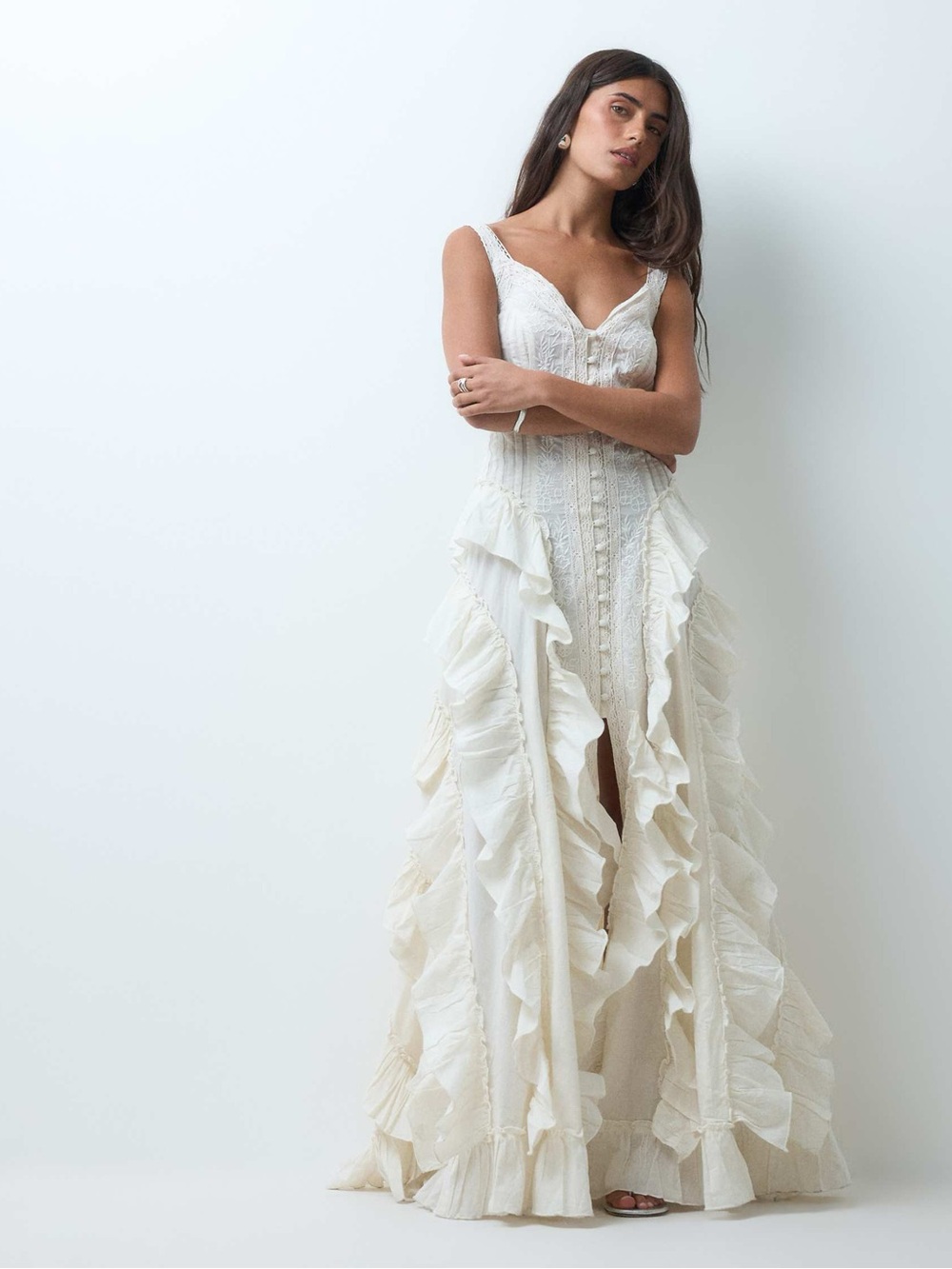 ASOS Miss Selfridge NWT Ivory Ruffled Maxi Dress Bridal